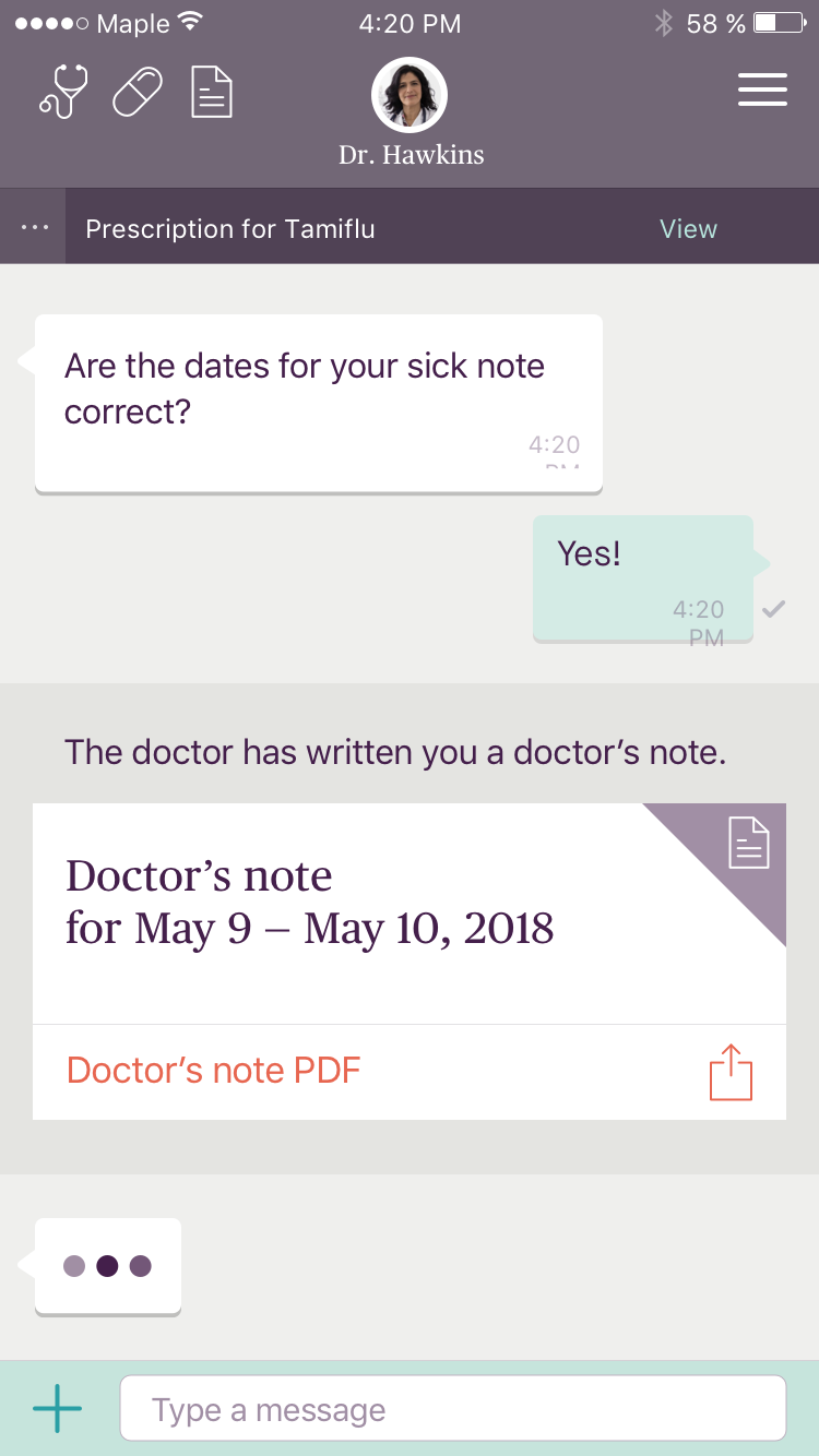 online doctors note for work school maple easiest way to get a doctors note for work