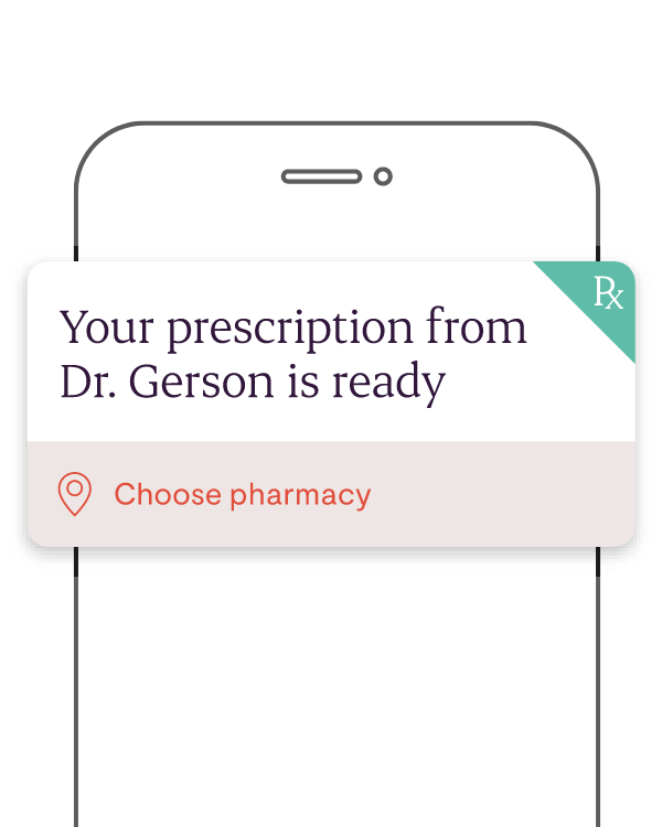 A mobile notification indicating that an online prescription is ready