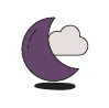 a purple moon with a cloud