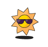 a sun cartoon with sunglasses