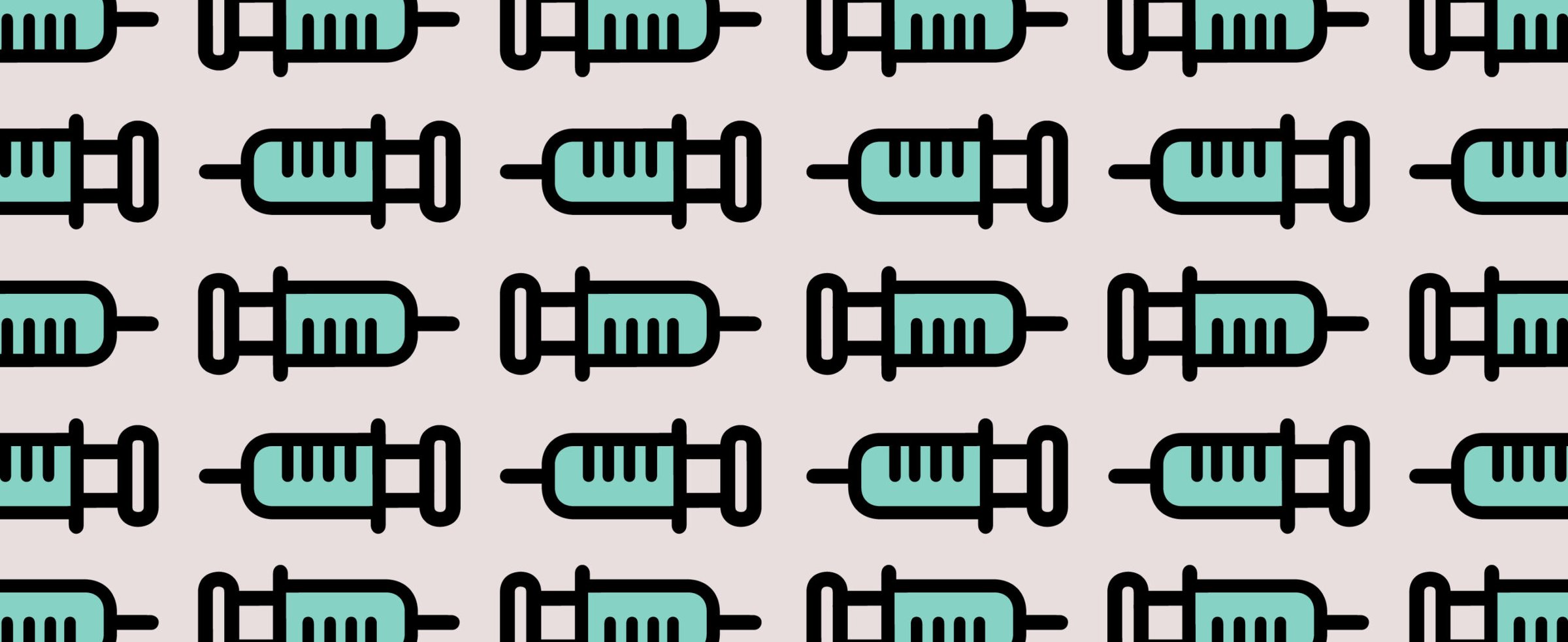 Illustrated vaccine needles fill a screen