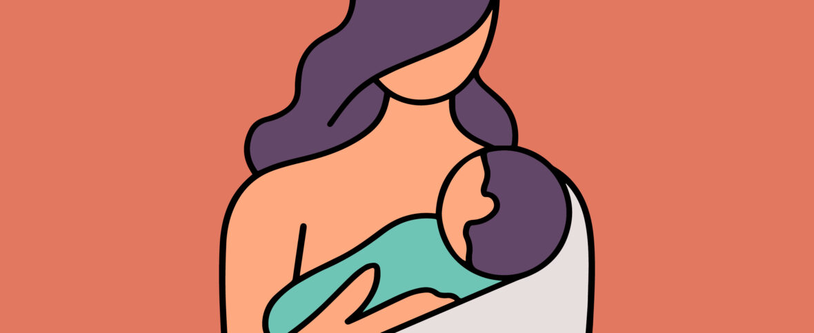 Illustration of a mother holding a baby.