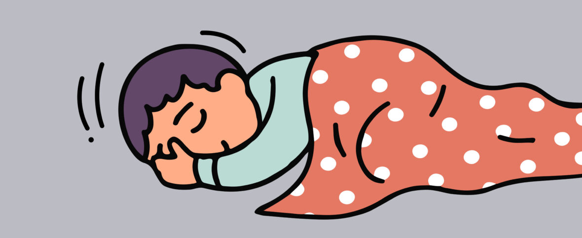 illustration of a baby sleeping on its tummy with a blanket