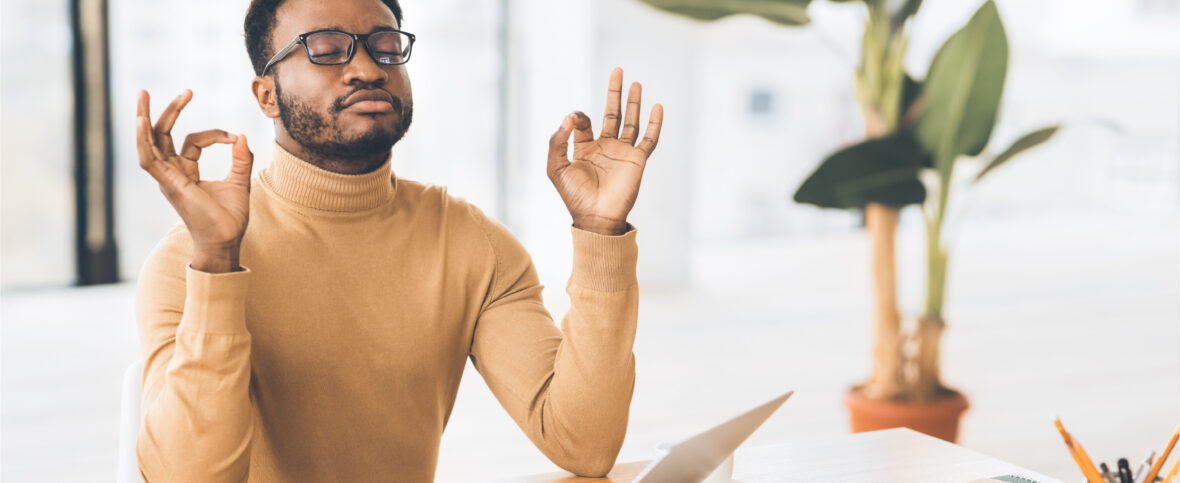 College/university student improving his mental health,